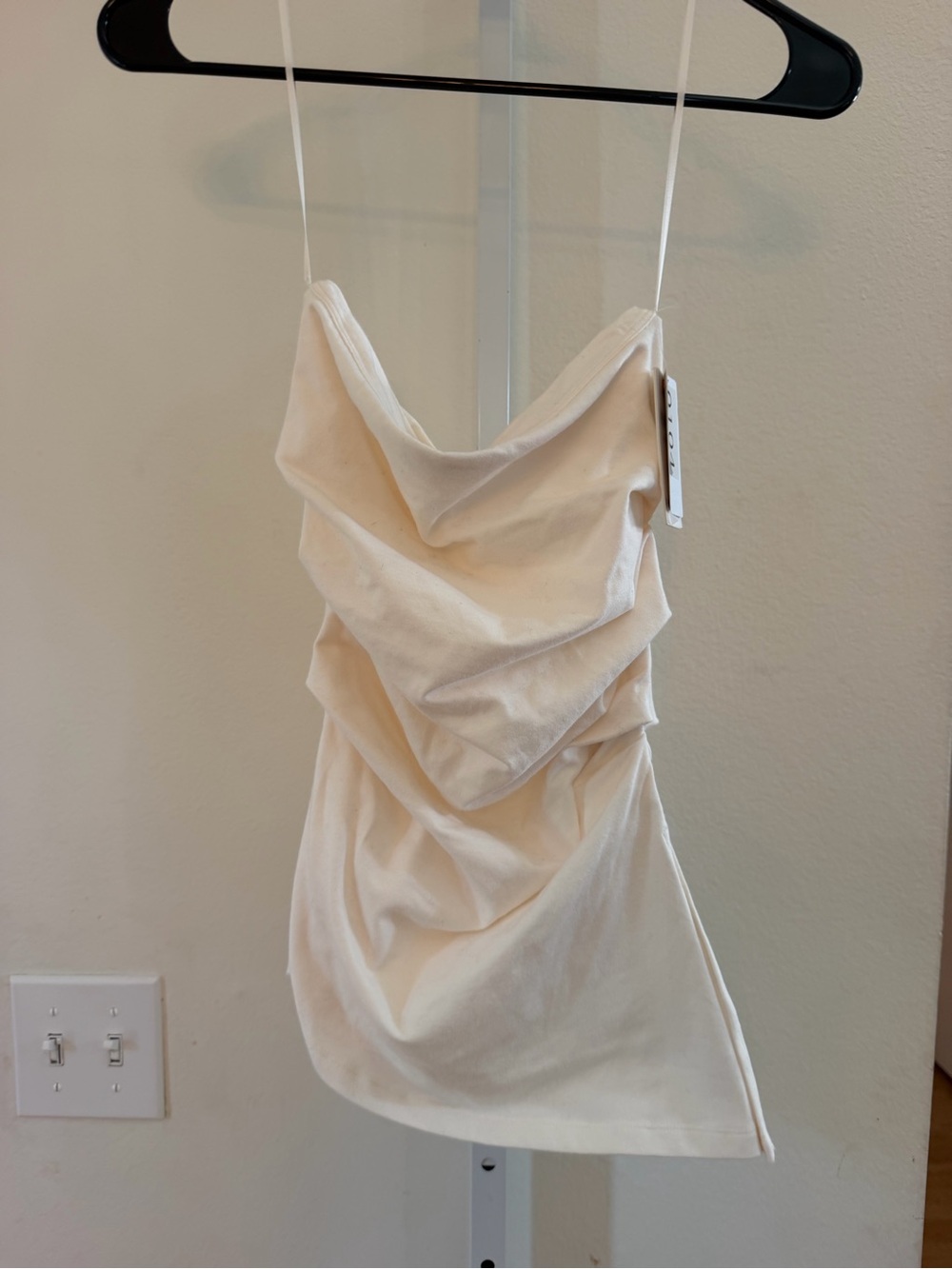 Good American Cream Draped Cowl tube Top